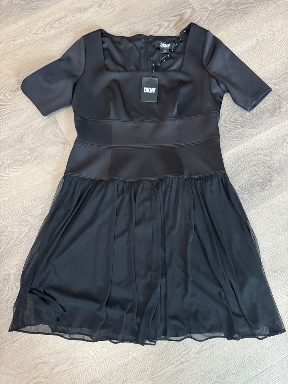 DKNY Black Short-Sleeve Fit-and-Flare Mini Dress